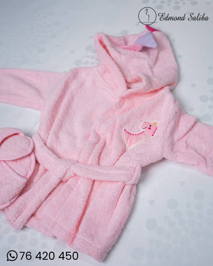 Baby Bathrobe Pink With Slippers