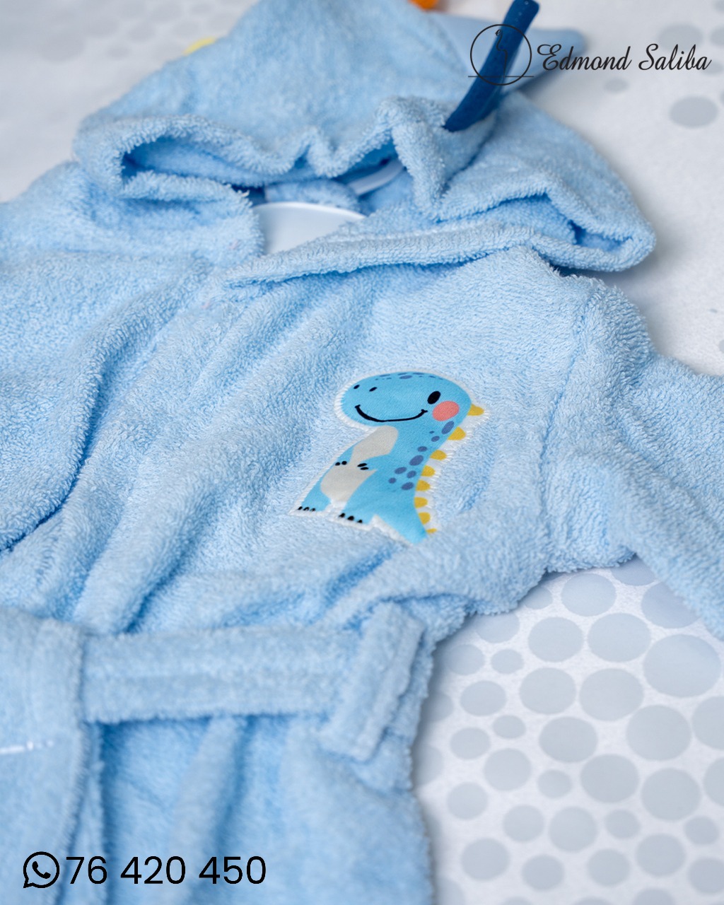 Bathrobe BB dino bleu with BB slippers